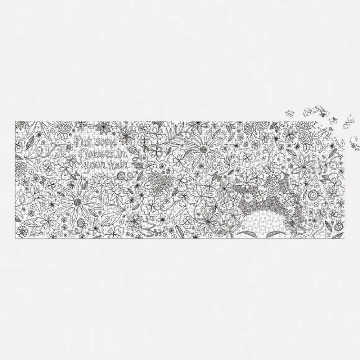 Andrea Pippins Flowers In Your Hair Color-In 1000 Piece Panoramic Puzzle