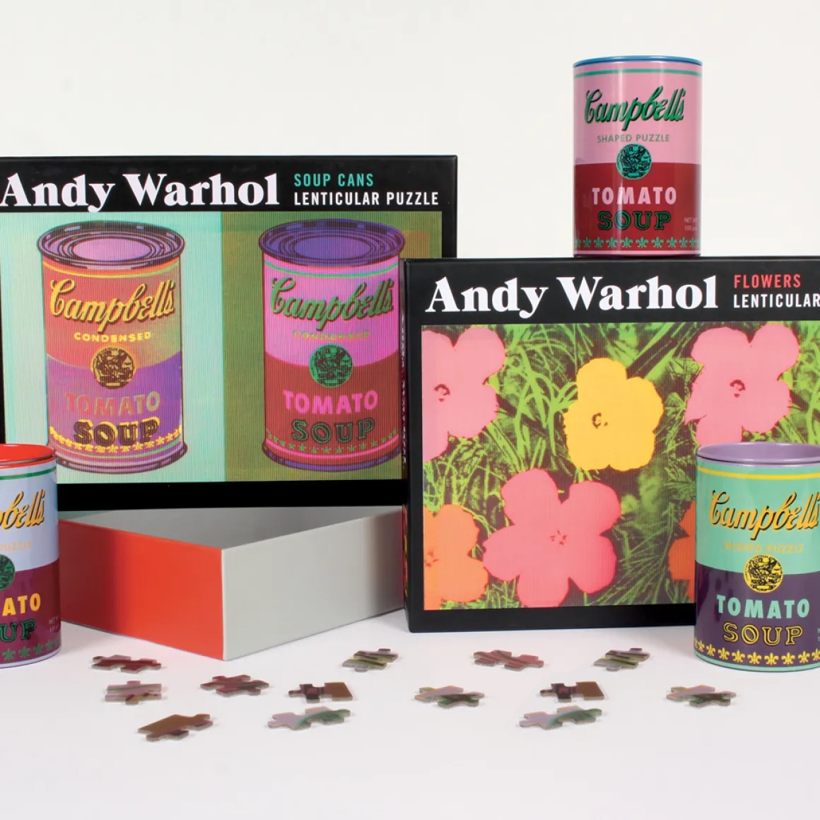 Andy Warhol Soup Cans Set of 3 Shaped Puzzles in Tins