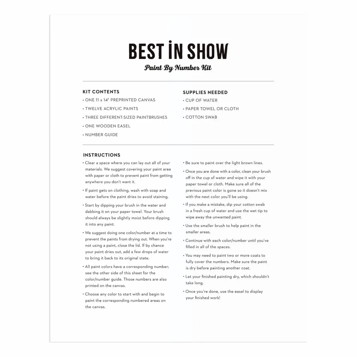 Best In Show 11 x 14 Paint By Number Kit