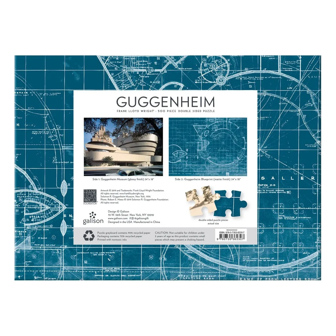 Frank Lloyd Wright Guggenheim Double-Sided 500 Piece Jigsaw Puzzle