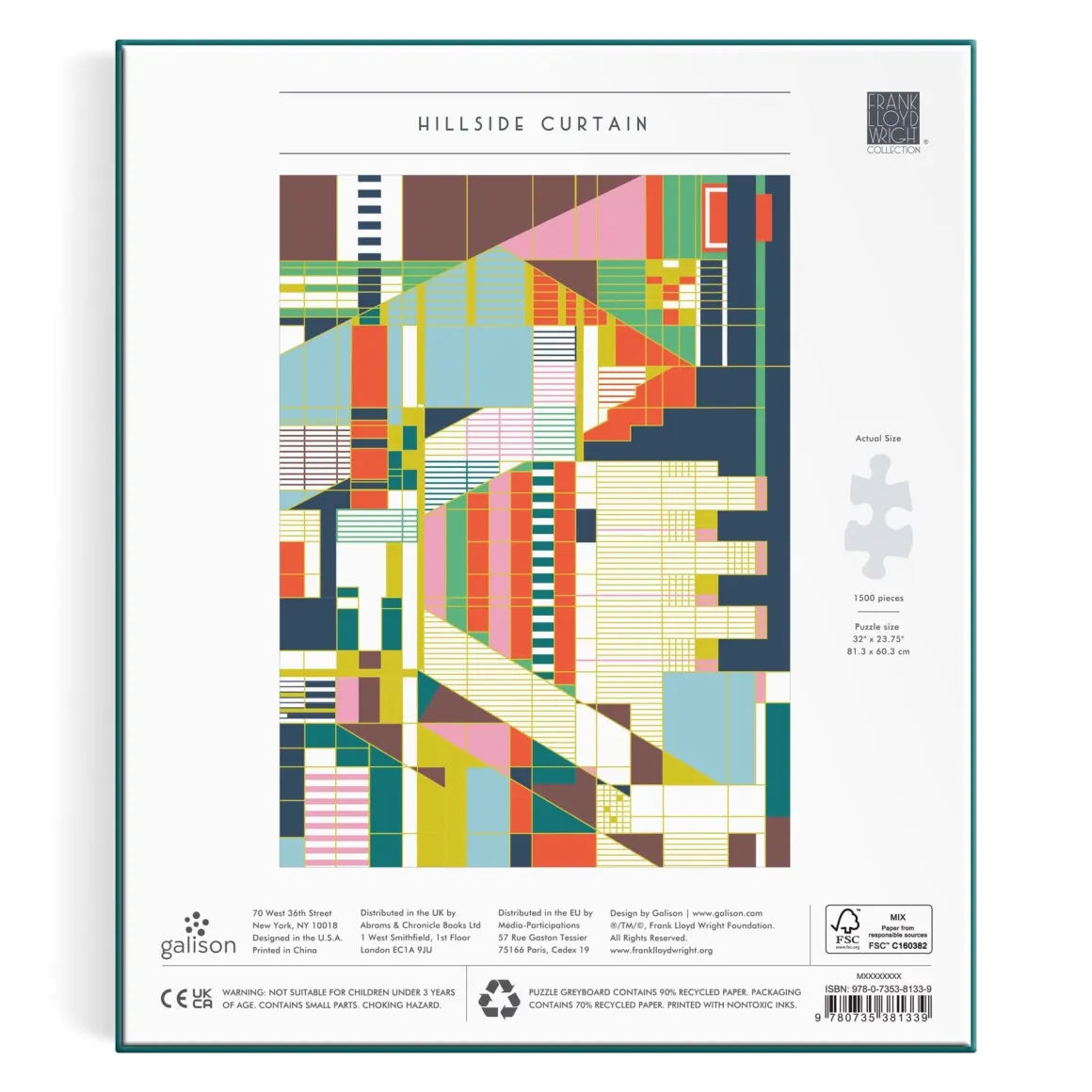 Frank Lloyd Wright Hillside Curtain 1500 Piece Foil Puzzle
