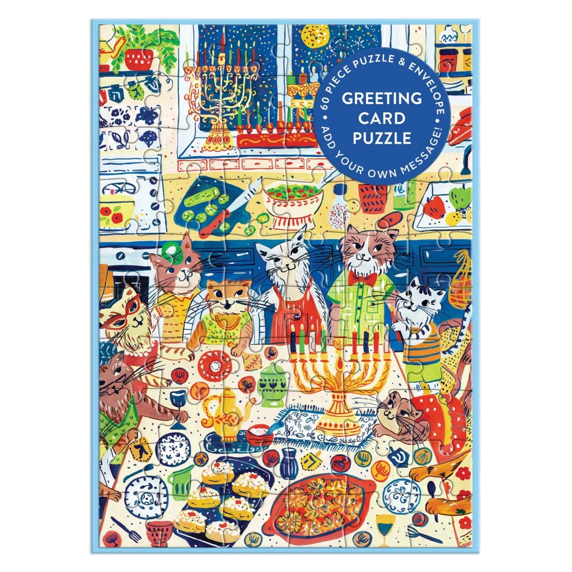 Happy Hanukcats Greeting Card Puzzle