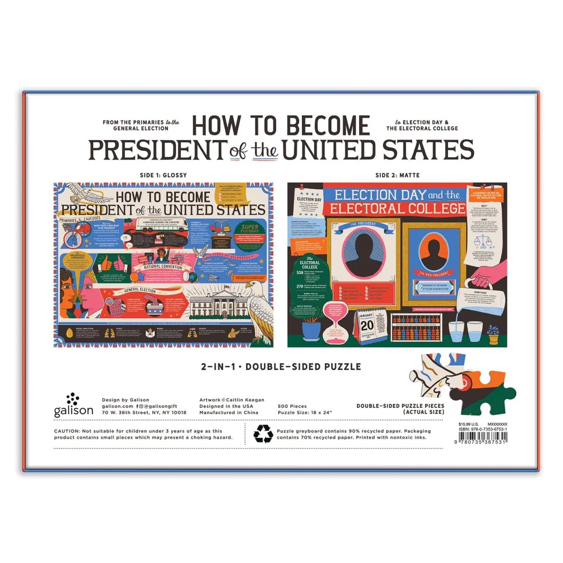 How to Become President of the United States Double-Sided 500 Piece Jigsaw Puzzle