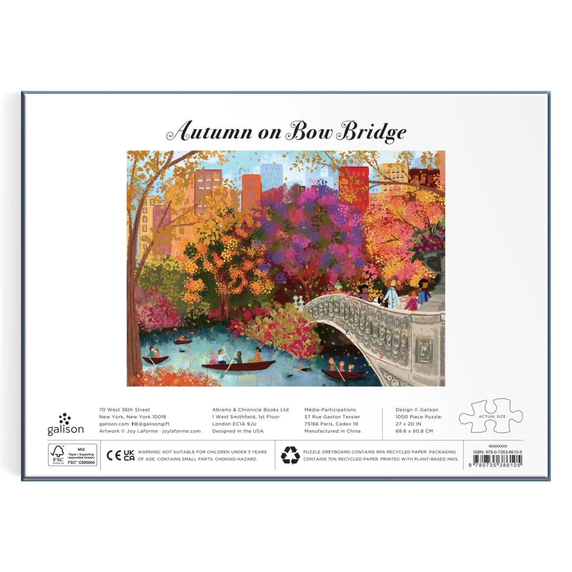 Joy Laforme Autumn on Bow Bridge 1000 Piece Puzzle