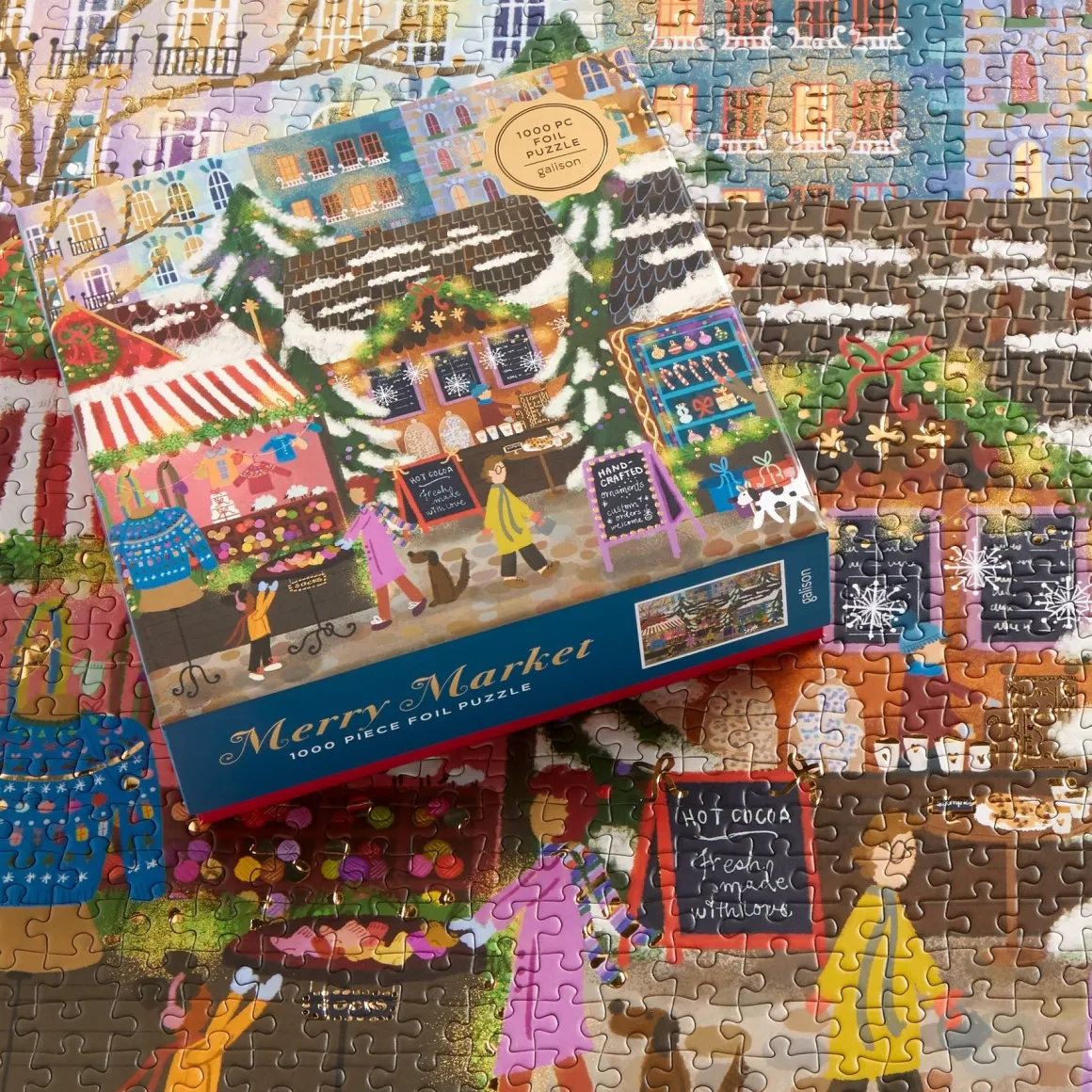 Joy Laforme Merry Market 1000 Piece Foil Puzzle in a Square Box