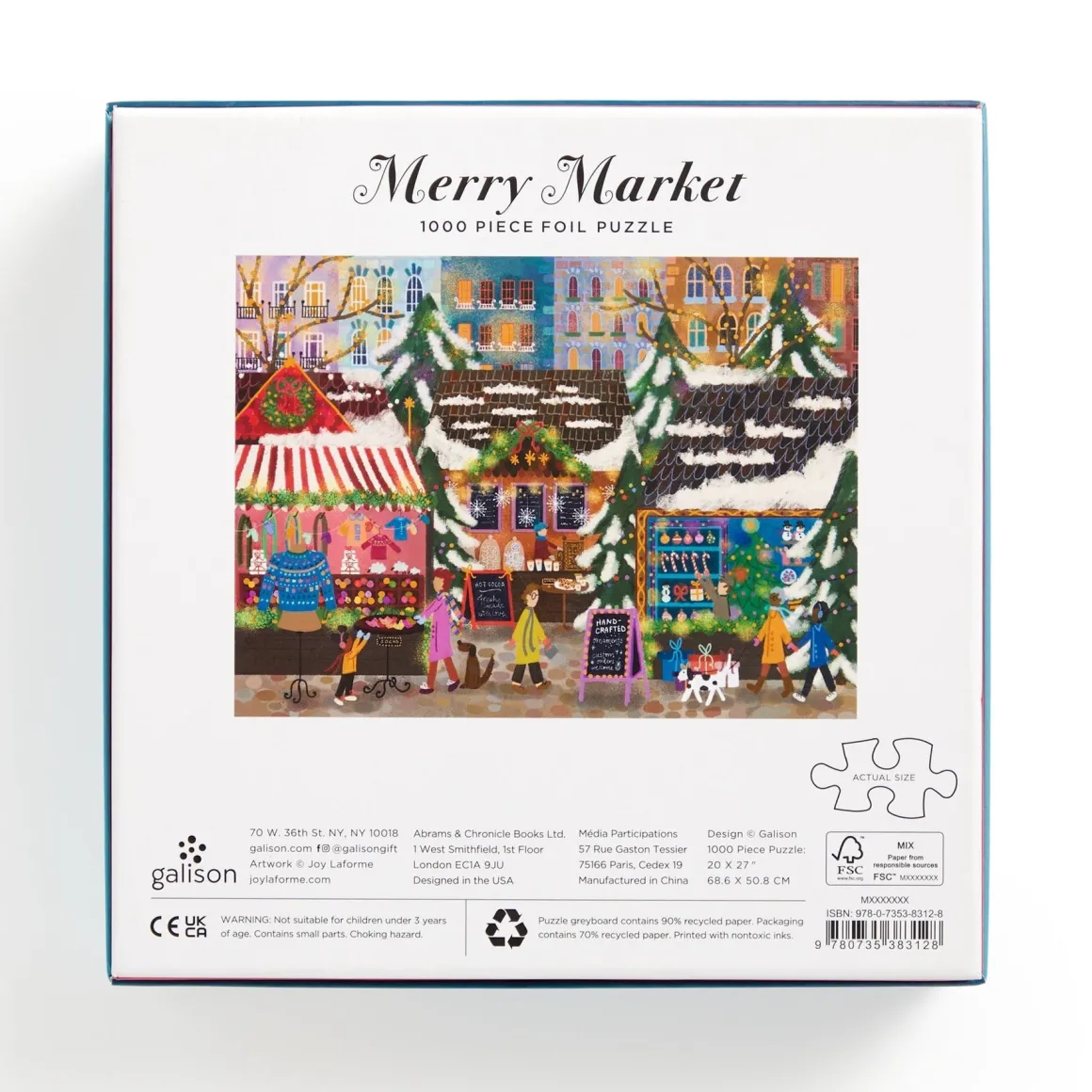 Joy Laforme Merry Market 1000 Piece Foil Puzzle in a Square Box