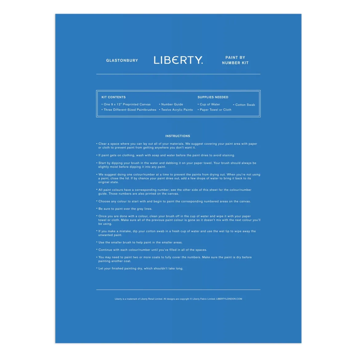 Liberty 9 x 12 Paint by Number Kit Glastonbury