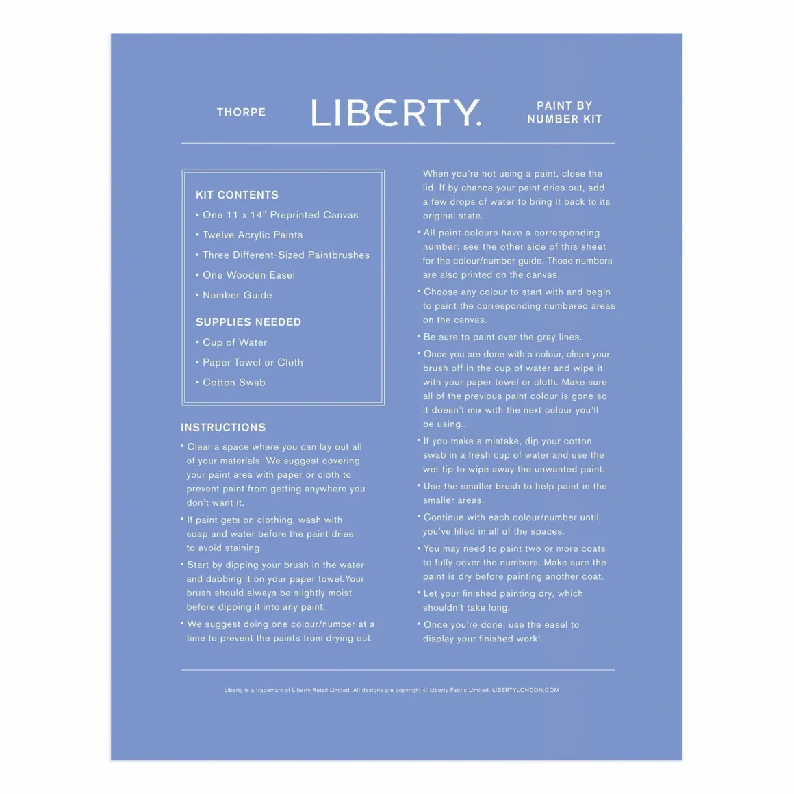 Liberty Thorpe 11 x 14 Paint By Number Kit