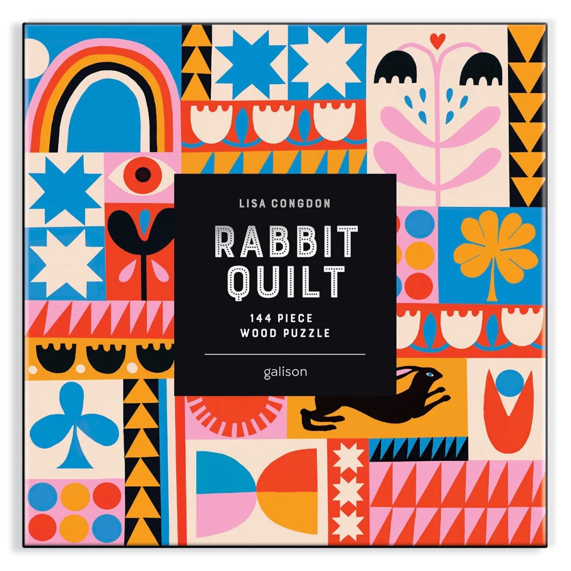 Lisa Congdon Rabbit Quilt 144 Piece Wood Puzzle
