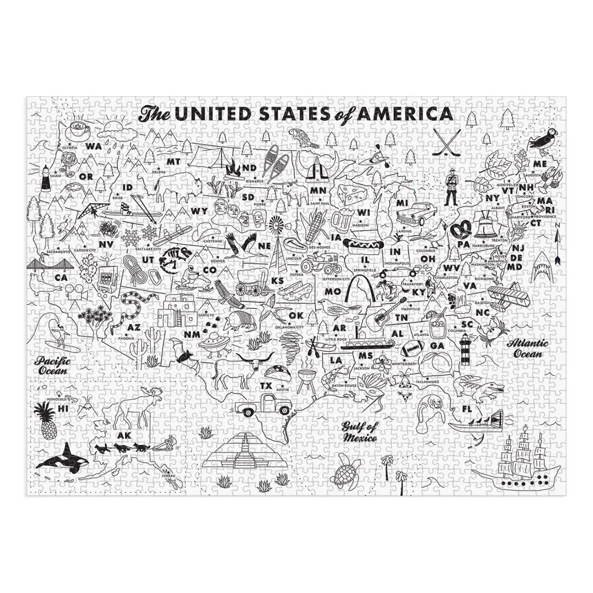 Maptote USA Color-In 1000 Piece Puzzle