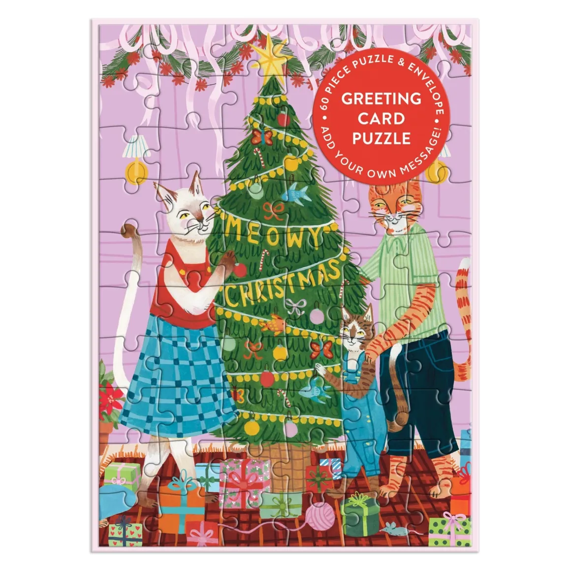 Meowy Christmas Greeting Card Puzzle