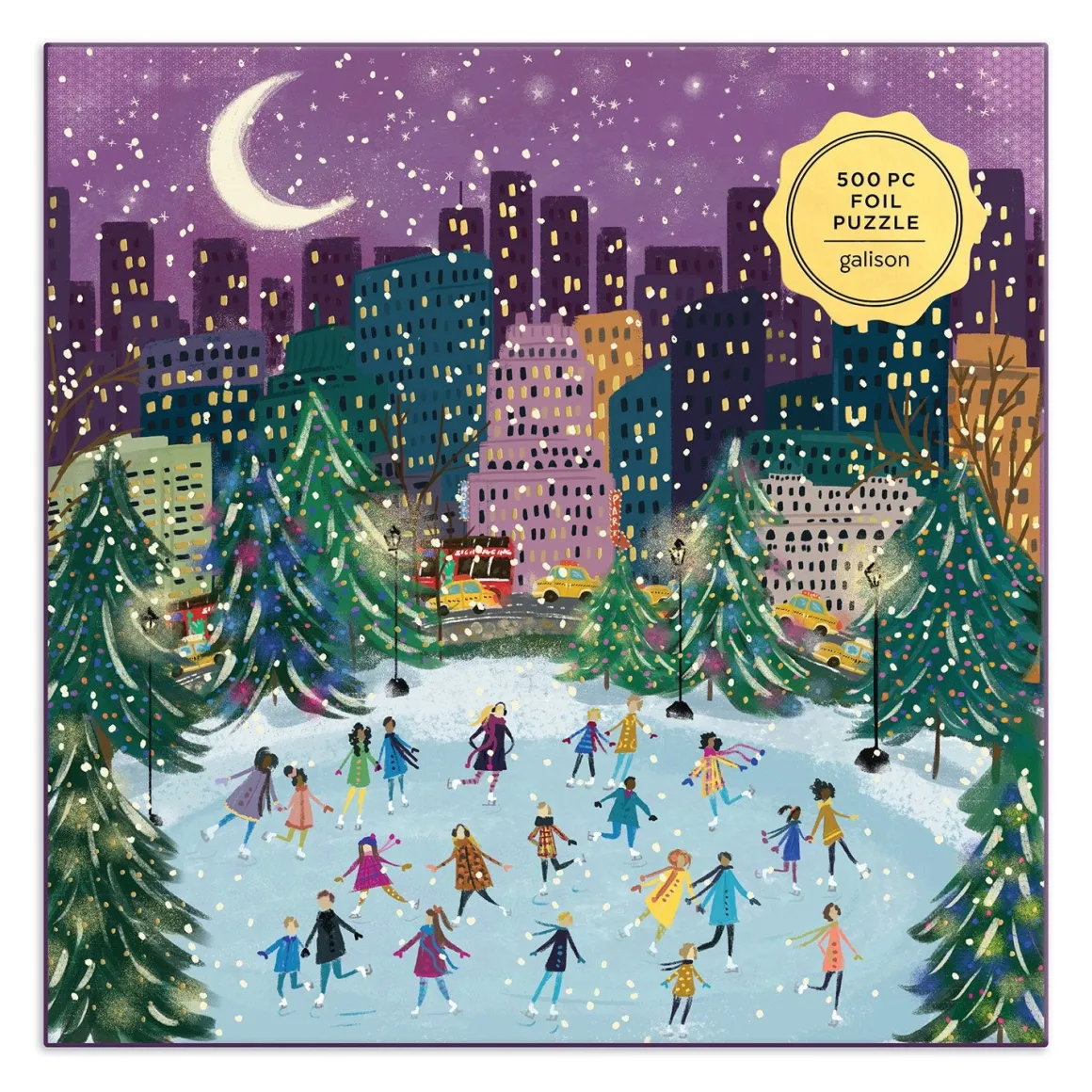 Merry Moonlight Skaters 500 Piece Foil Jigsaw Puzzle