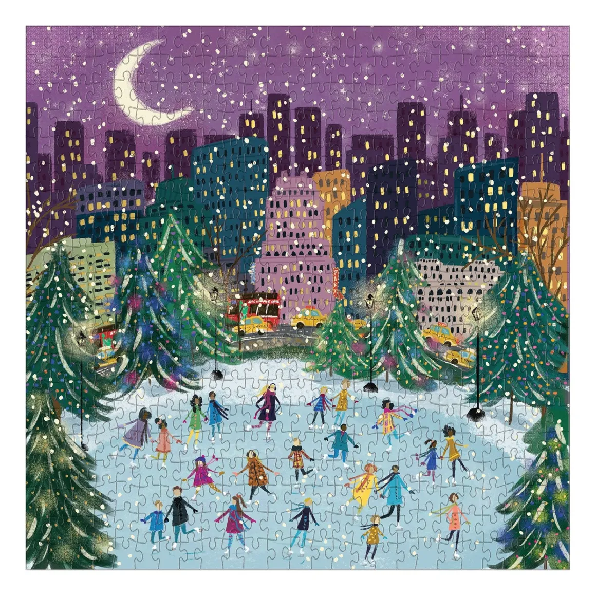 Merry Moonlight Skaters 500 Piece Foil Jigsaw Puzzle