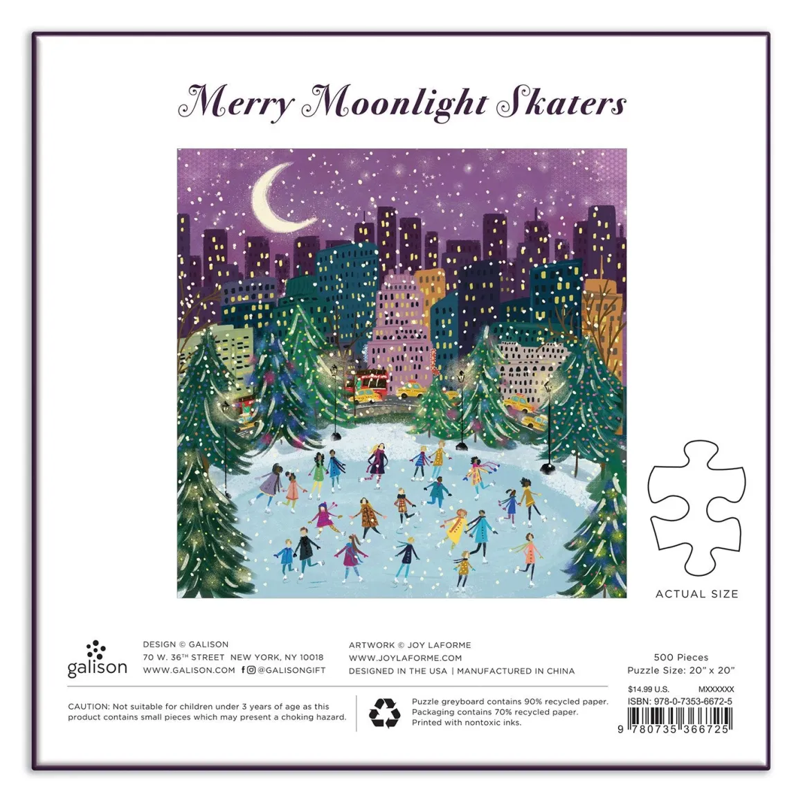 Merry Moonlight Skaters 500 Piece Foil Jigsaw Puzzle