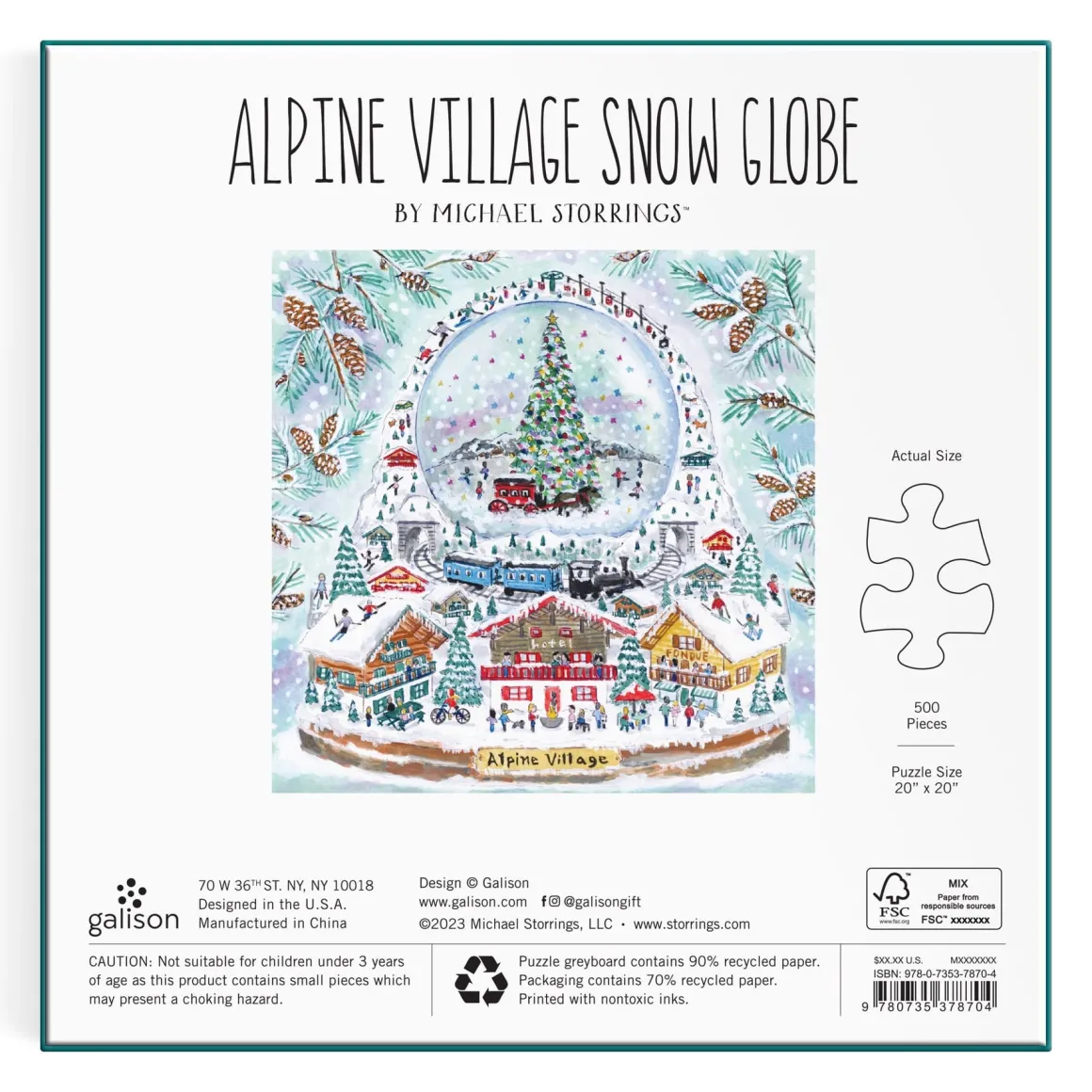 Michael Storrings Alpine Village Snowglobe 500 Piece Foil Puzzle