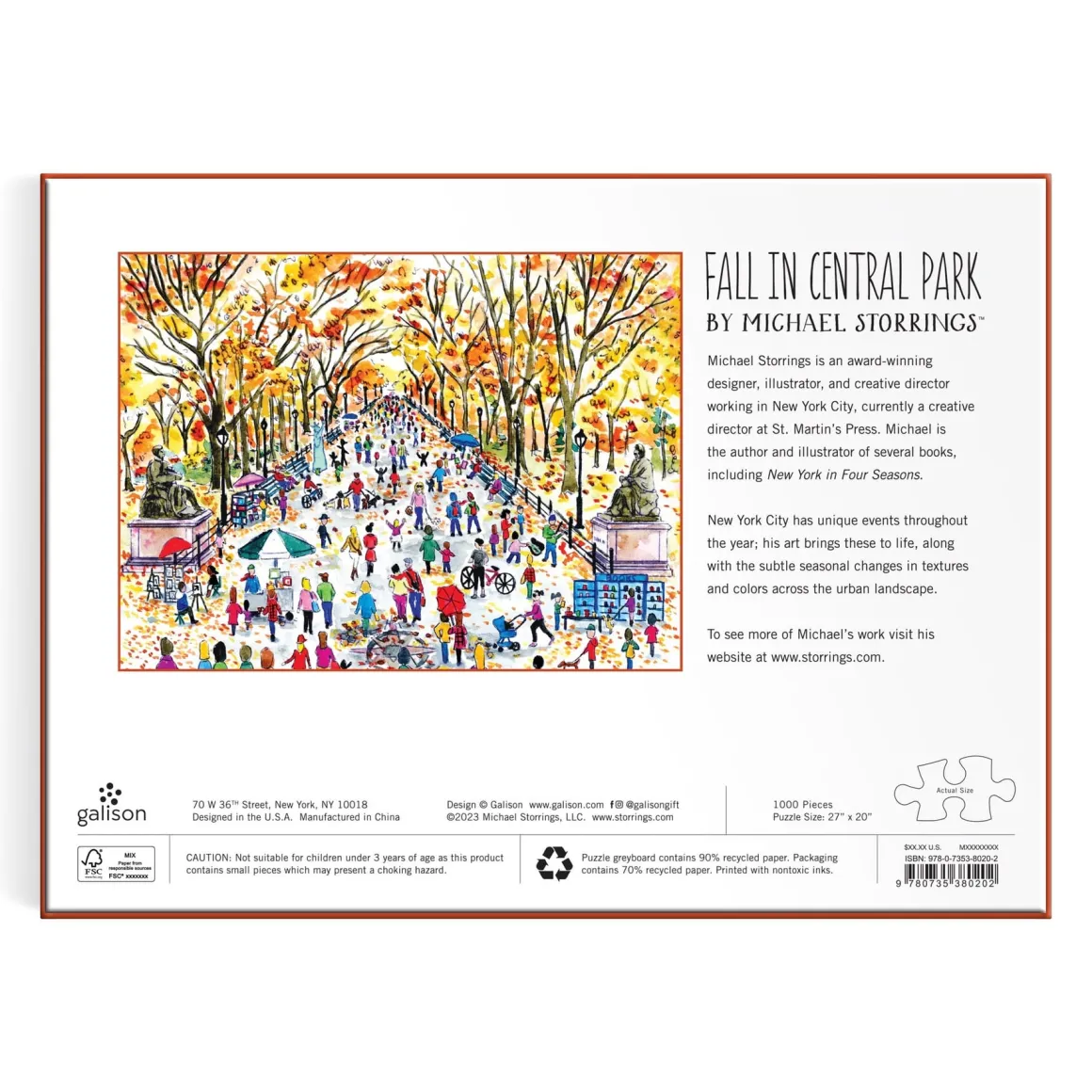 Michael Storrings Fall in Central Park 1000 Piece Puzzle