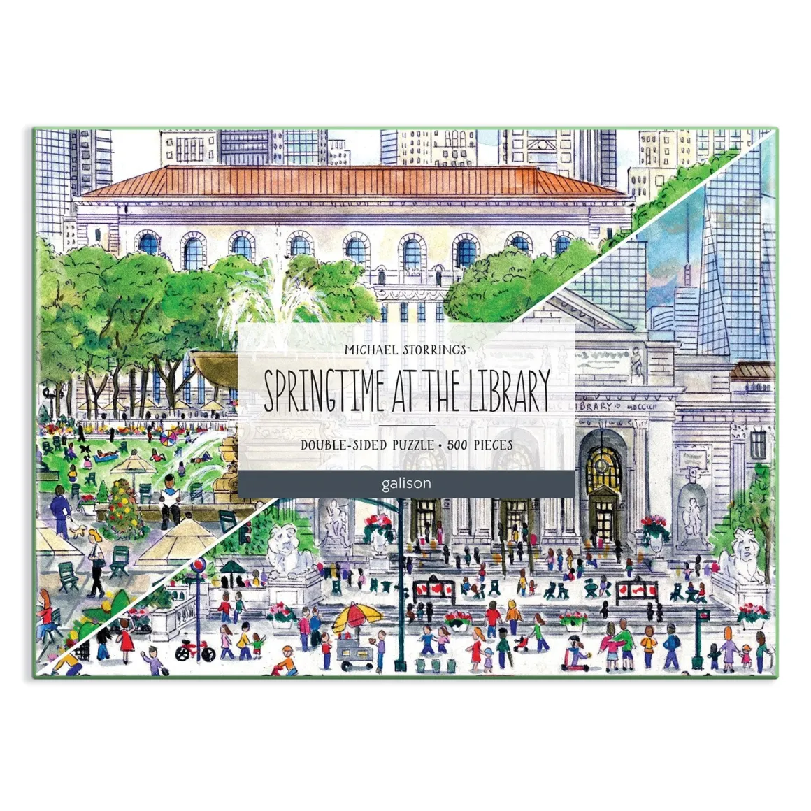 Michael Storrings Springtime at the Library 500 Piece Double-Sided Puzzle