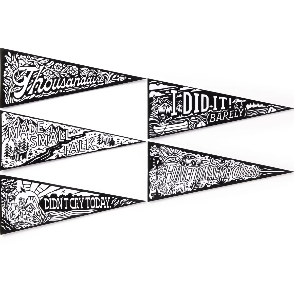 Small Victories Magic Velvet Pennant Coloring Set