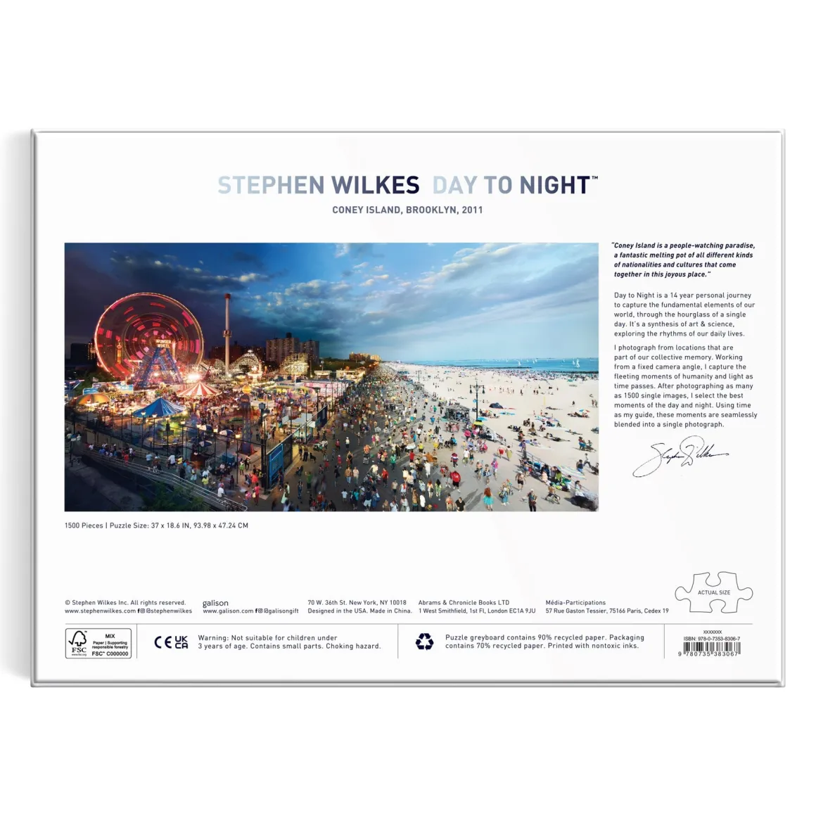 Stephen Wilkes Day To Night Coney Island 1500 Piece Puzzle