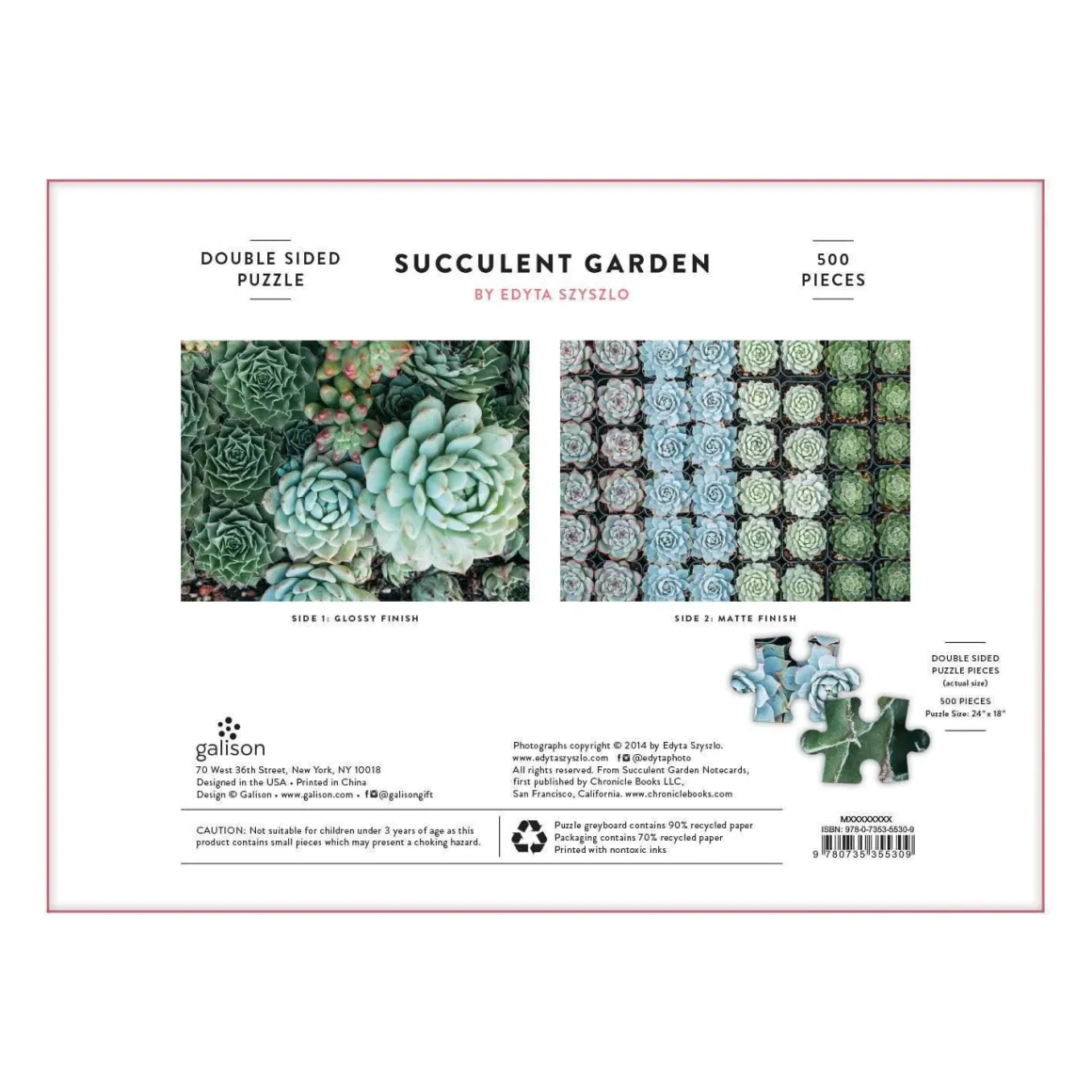 Succulent Garden Double-Sided 500 Piece Jigsaw Puzzle