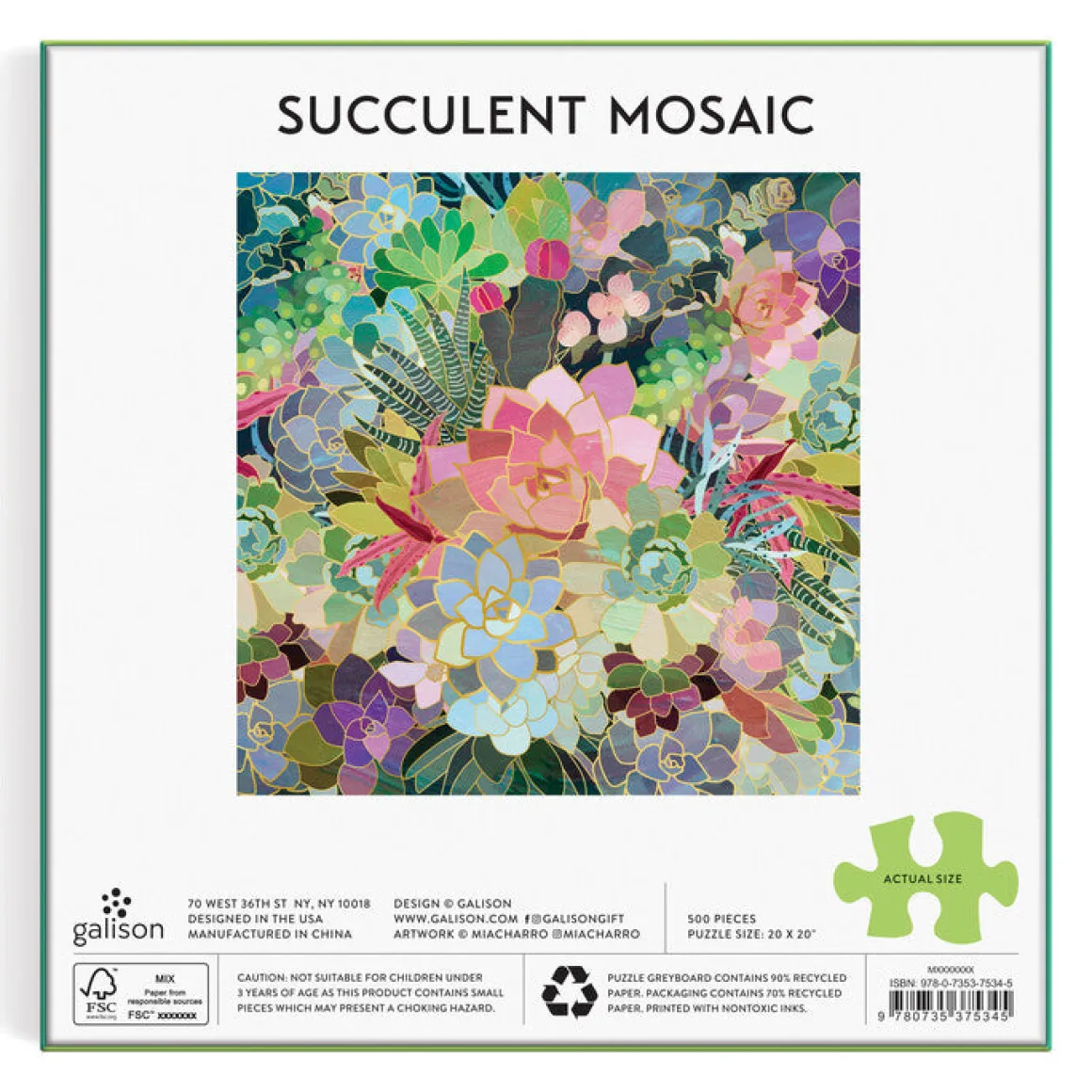Succulent Mosaic 500 Piece Foil Puzzle
