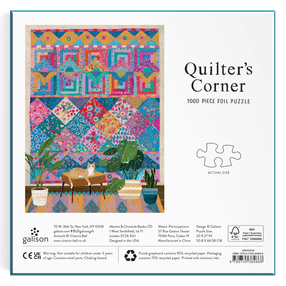 Victoria Ball Quilter's Corner 1000 Piece Foil Puzzle