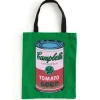 Warhol Soup Can Canvas Tote Bag - Green